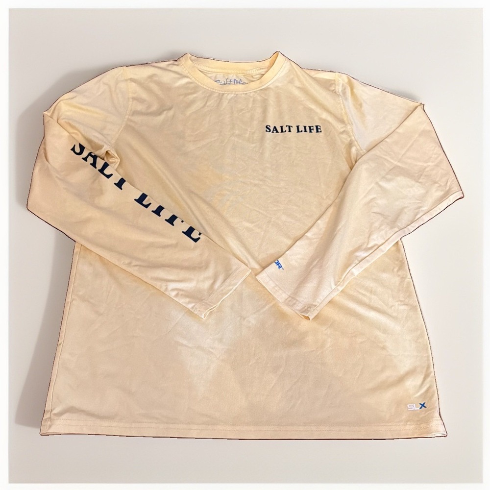Salt Life Youth XL Light Yellow Long Sleeve Outdoor Shirt SLX Logo Sleeve